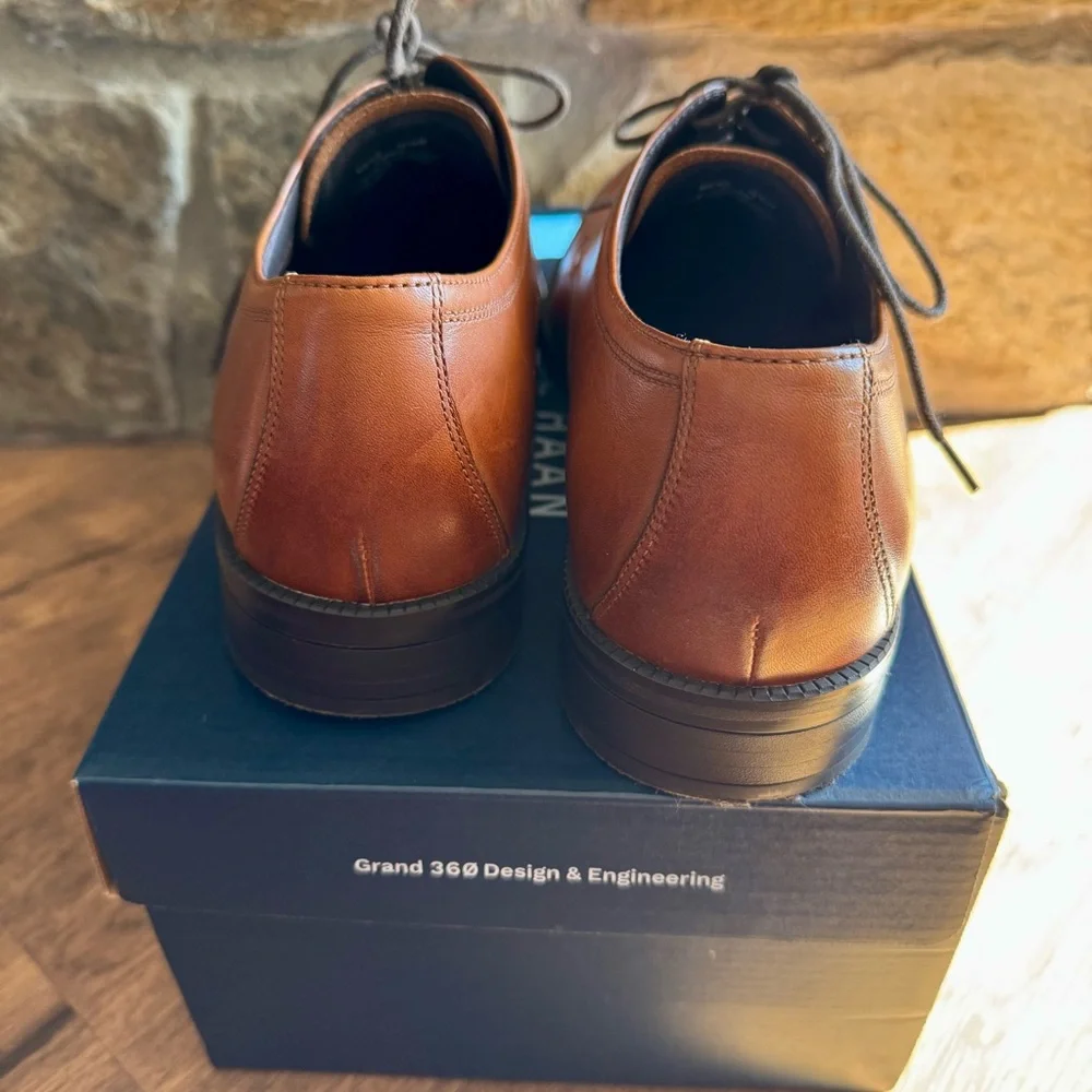 Cole Haan Men’s 10.5 Leather Modern Essentials Plain Toe Oxford Shoe British Tan - Picture 5 of 9